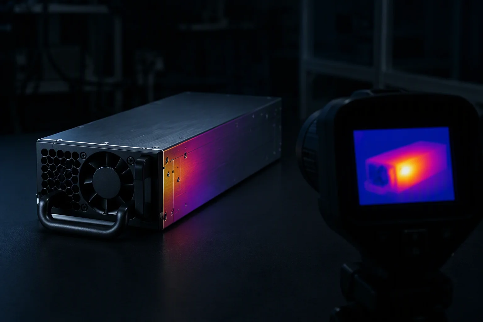 Thermal camera testing a CRPS power supply