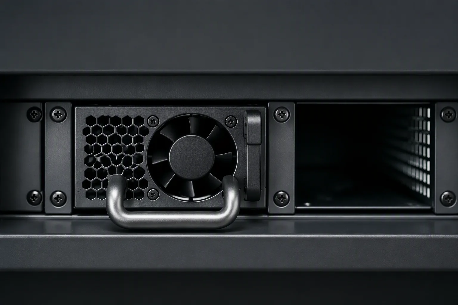 CRPS 550W unit flush-mounted in a server rear panel