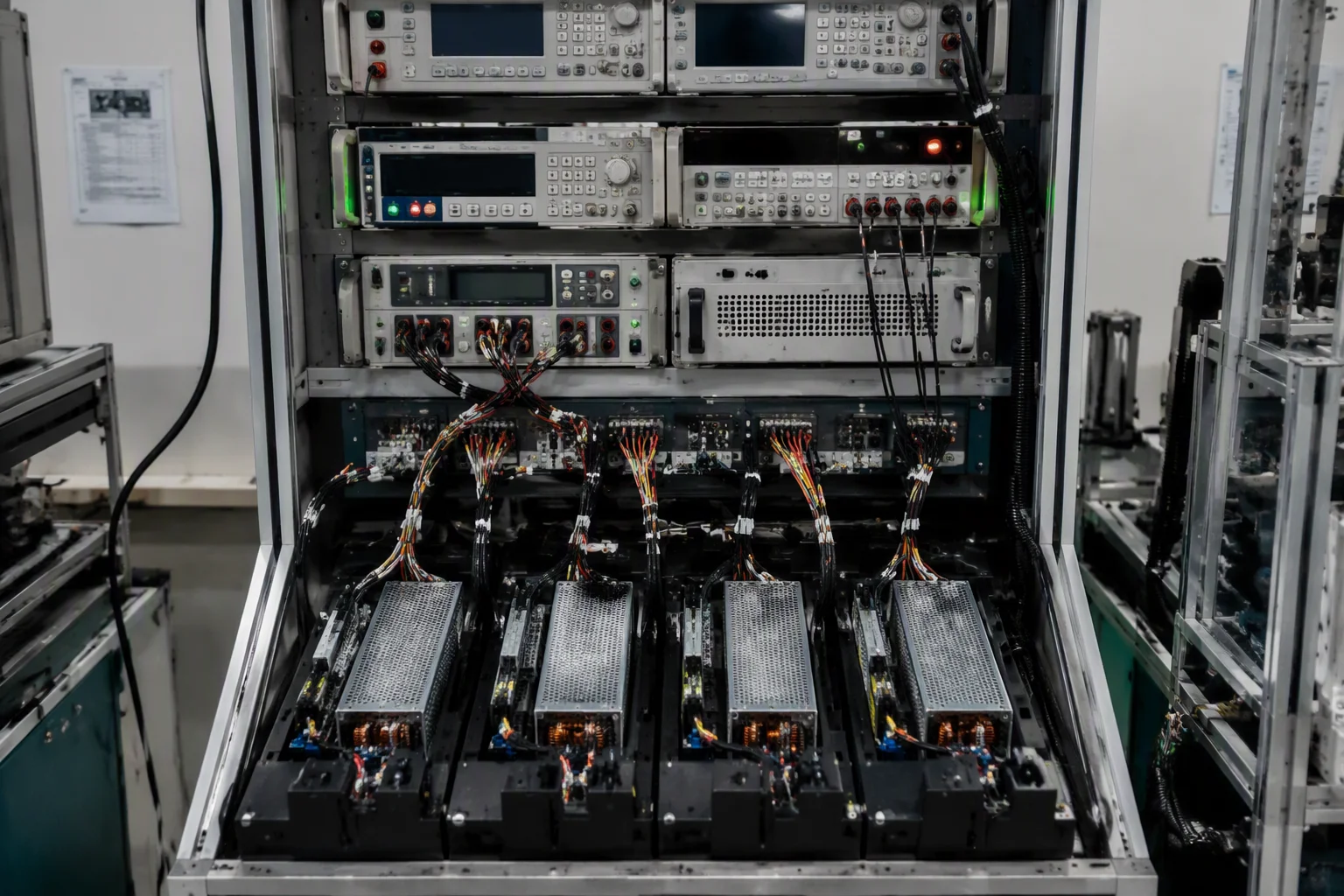 Automated test equipment racks exercising CRPS power supply units