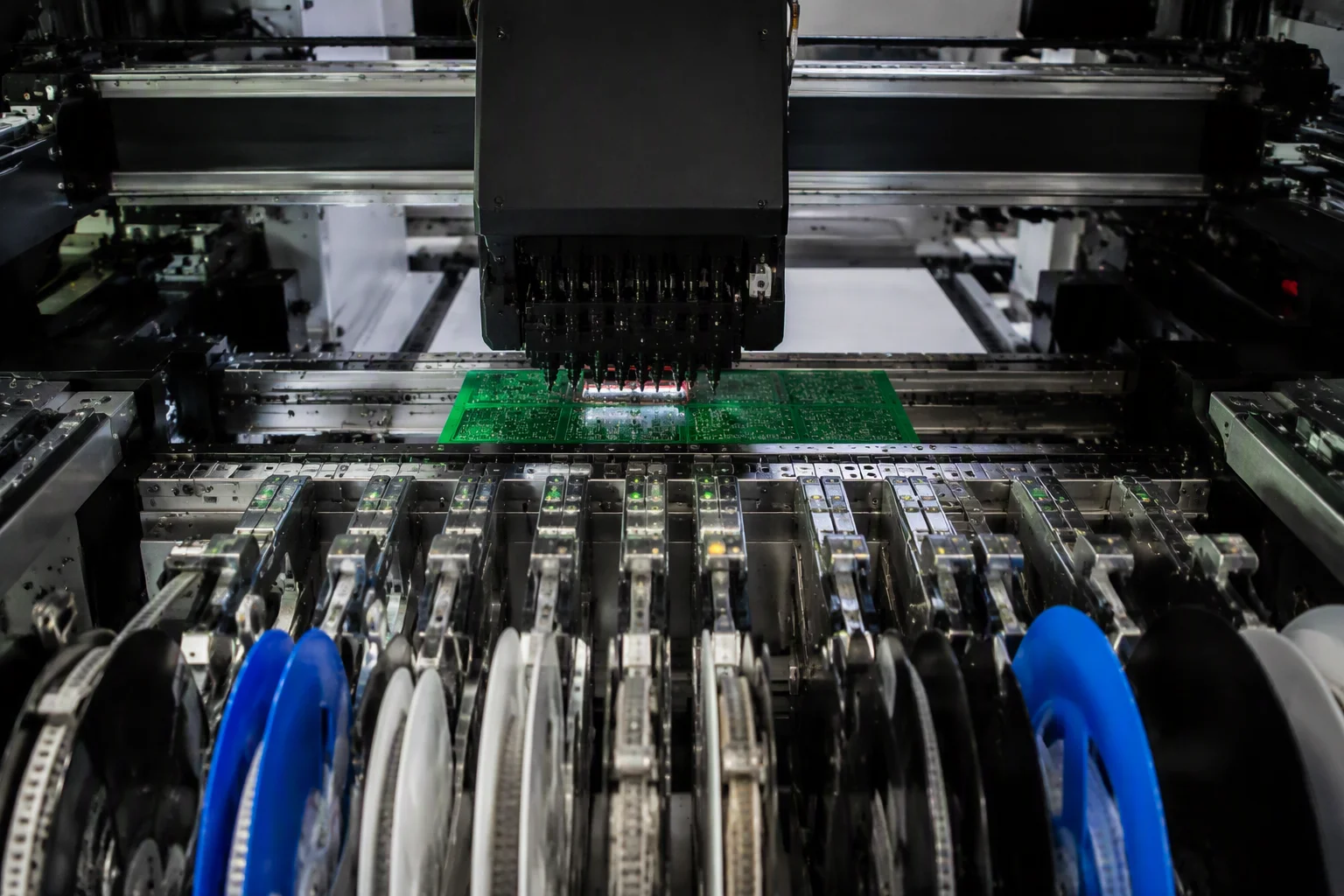 SMT pick-and-place line assembling power supply mainboards