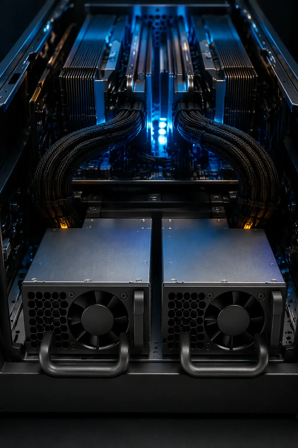 Two CRPS power supplies installed at the rear of a GPU compute node