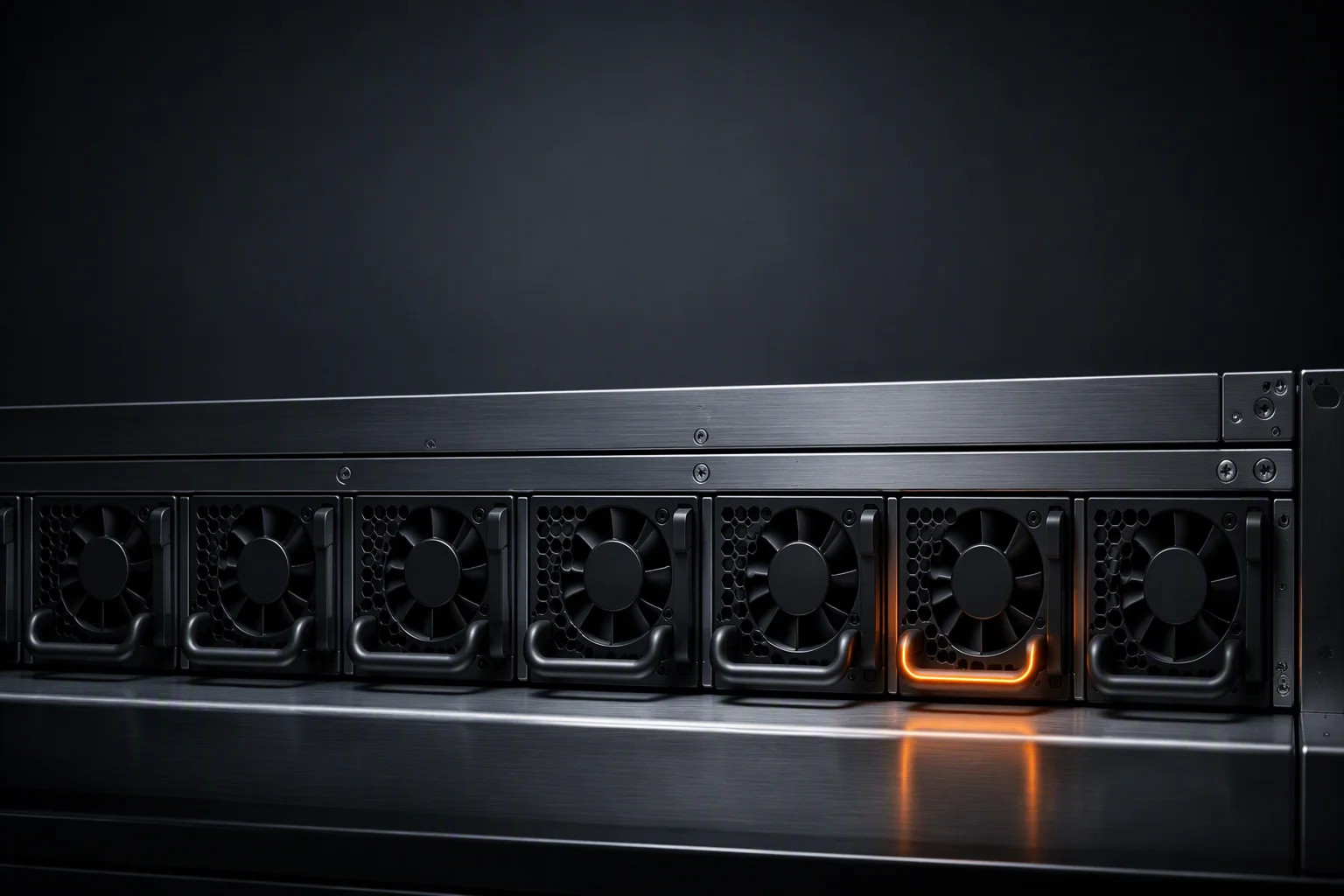 Six CRPS modules installed on a rack rear panel