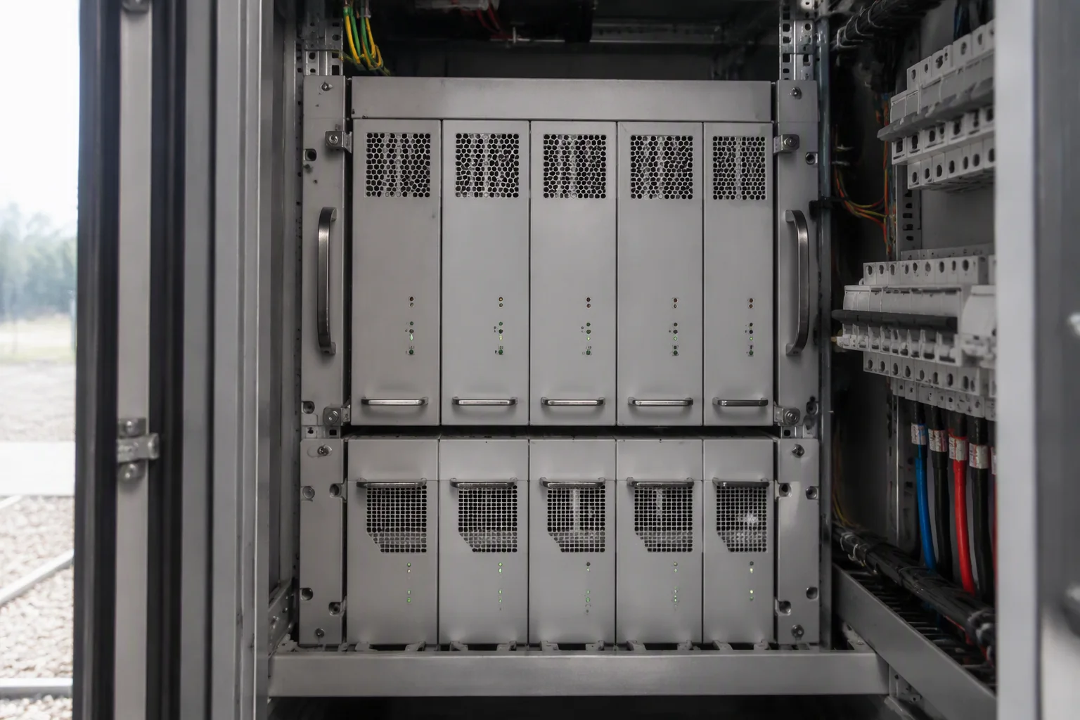 Outdoor edge cabinet with wide-temperature redundant power modules