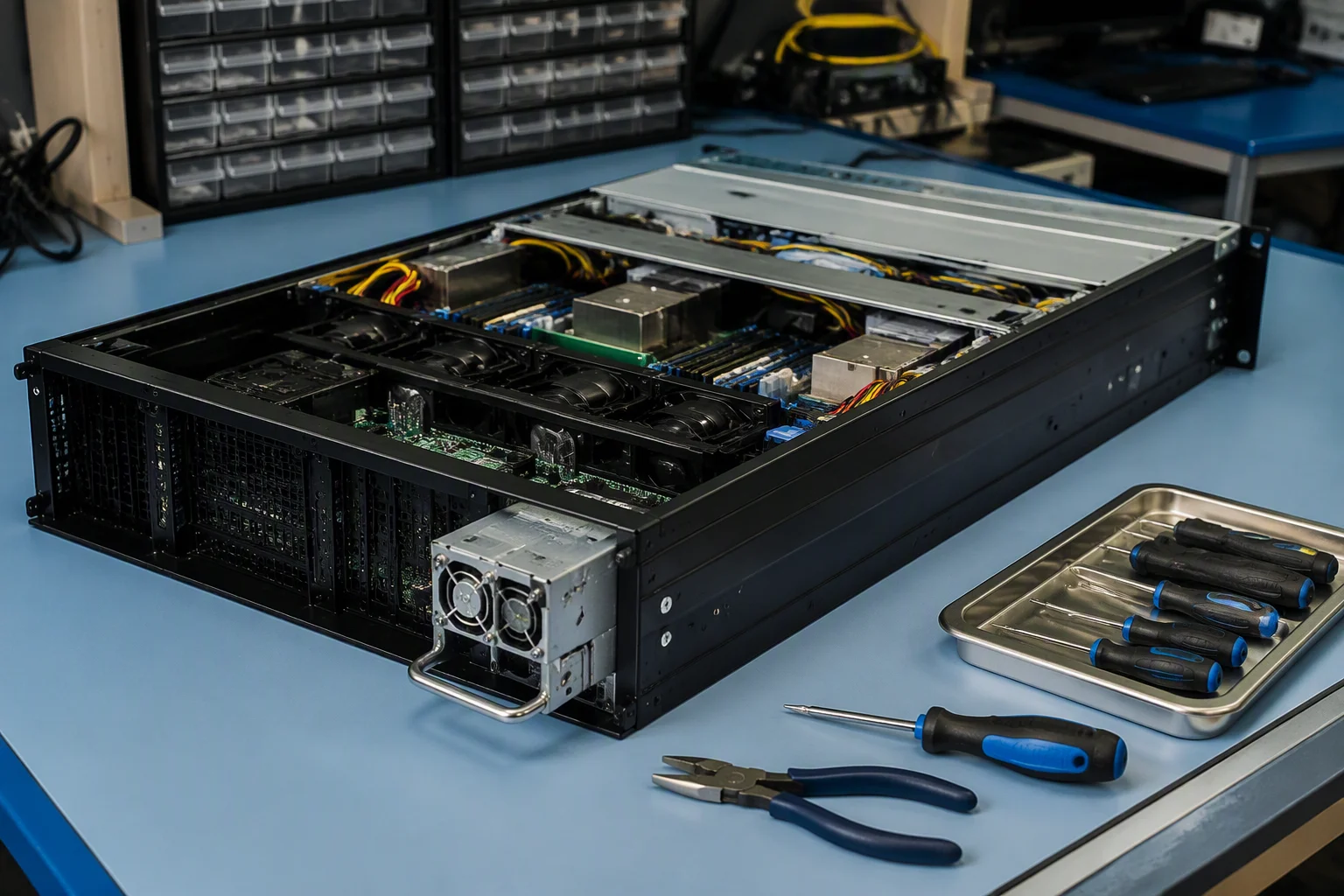 800W CRPS power supplies in volume production on the assembly line